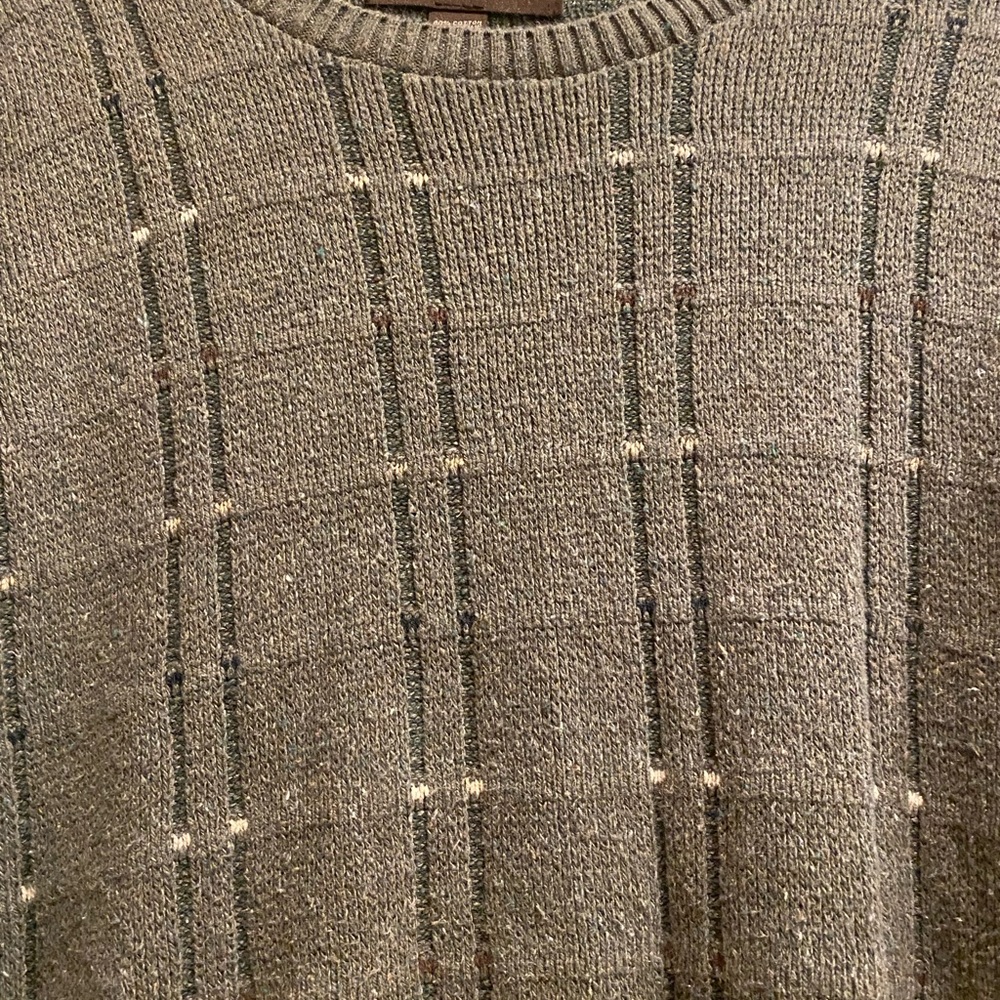 Vintage Liberty Sweaters Men's Gray Plaid Dress Shirt